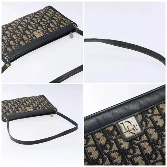 Christian Dior Trotter Canvas Shoulder Bag Navy Gold Auth 141525 - Picture 16 of 16